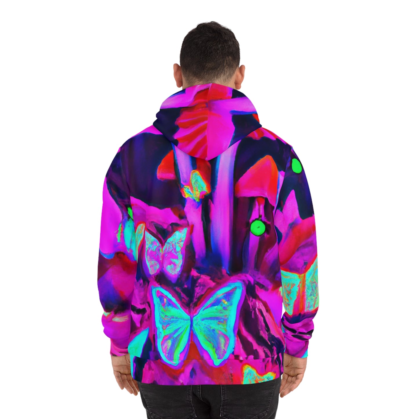 Neon Pandora's Moth Ball. - Butterflies & Mushrooms AOP Hoodie