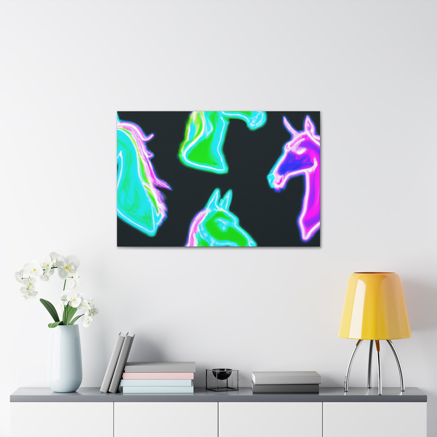 Vivid Nocturnal Unicorns. NEON Unicorns Art Canvas