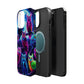 "Neon Splash of Owls" Neon Owls Premium Art Magsafe Magnet Tough IPhone 13 14 15 Pro Plus Max and Mini in Matte and Glossy Phone cases
