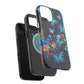 "Neon Dreamscape" Neon Butterflies and Mushrooms Premium Art Magsafe Magnet Tough IPhone 13 14 15 Pro Plus Max and Mini in Matte and Glossy Phone cases
