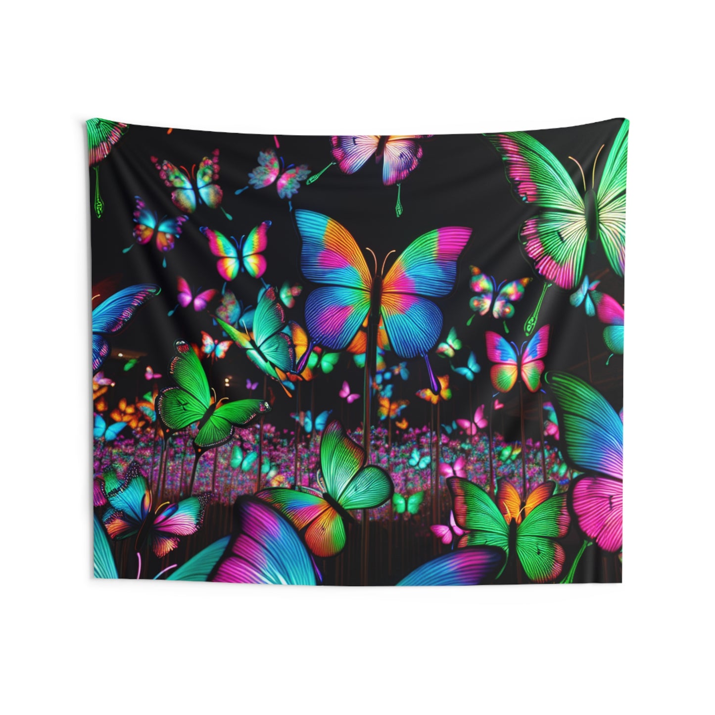 "Neon Butterfly Flutter" NEON Butterflies Art Tapestry
