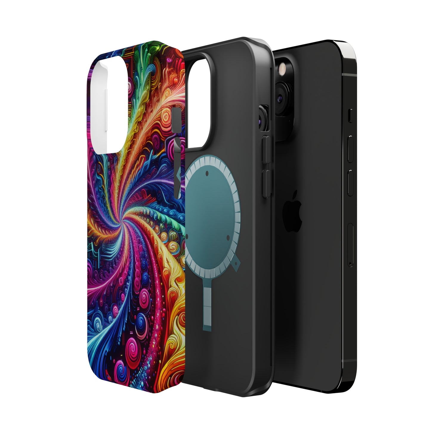 Infinite Neon Ravelry. Neon Trippy Infinity Patterns Premium Art Magsafe Magnet Tough IPhone 13 14 15 Pro Plus Max and Mini in Matte and Glossy Phone cases