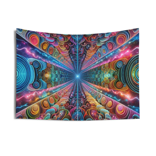 Cosmic Chromatic Labyrinth. Infinity Patterns Art Tapestry