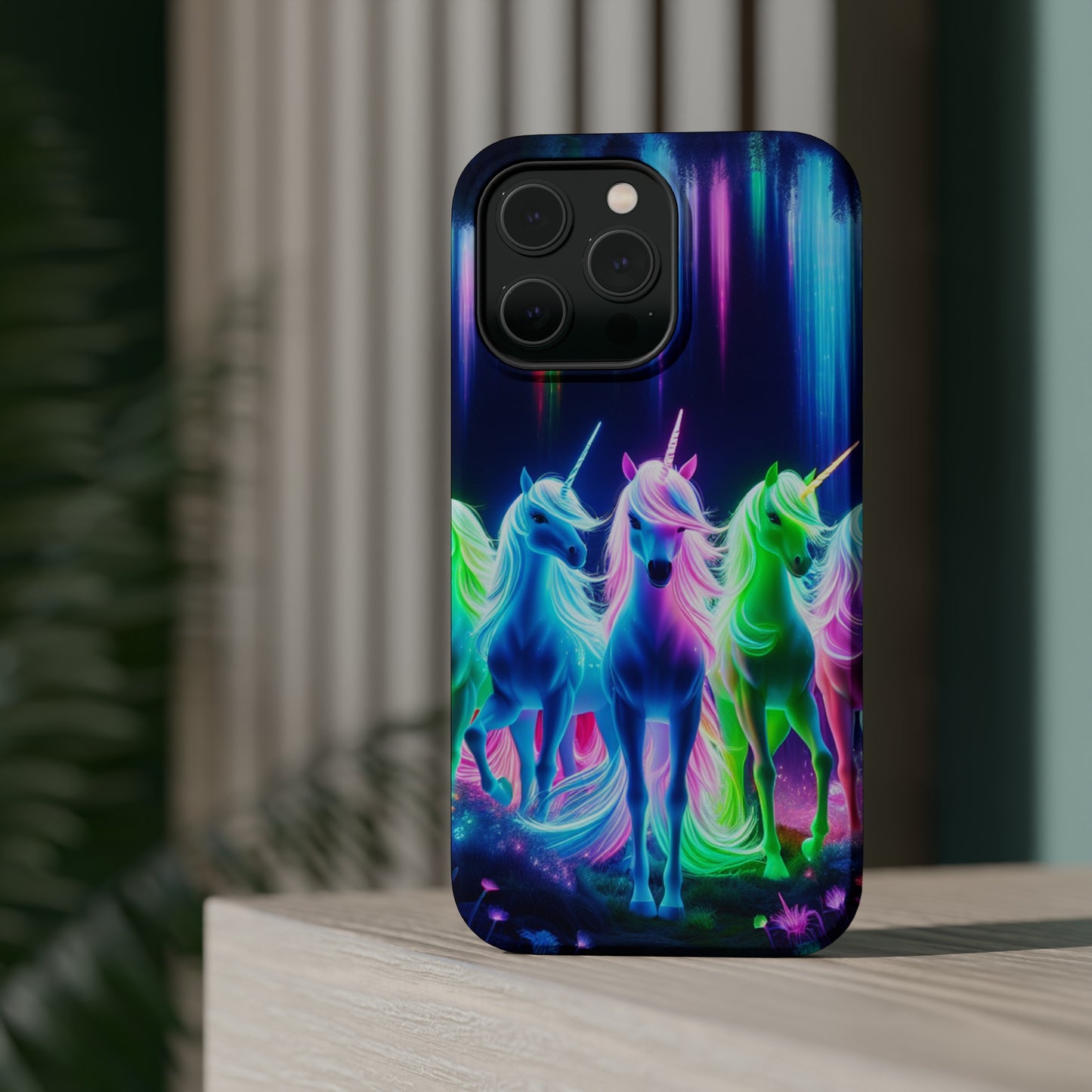Neon Unicorn Pods. Neon Unicorns Premium Art Magsafe Magnet Tough IPhone 13 14 15 Pro Plus Max and Mini in Matte and Glossy Phone cases