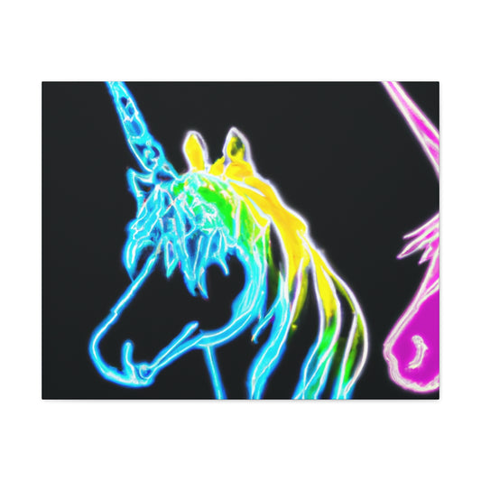 "The Glowing Rainbow Herd" NEON Unicorns Art Canvas