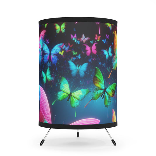 "Neon Flight of Enchantment" - NEON Butterflies Art Tripod Lamp