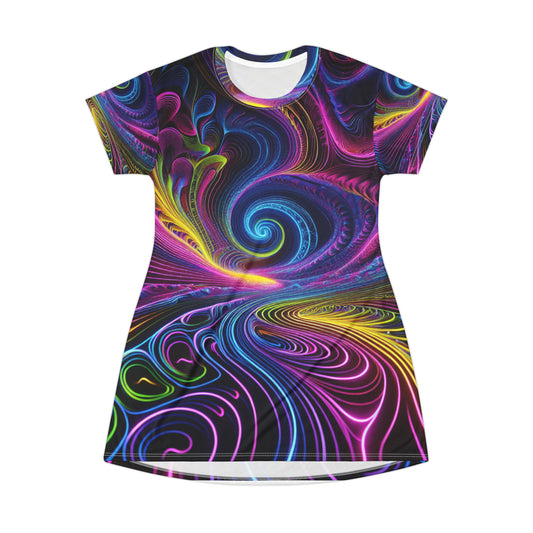 Electric Dreamscape Splendor. Infinity Patterns Womans T Shirt Dress