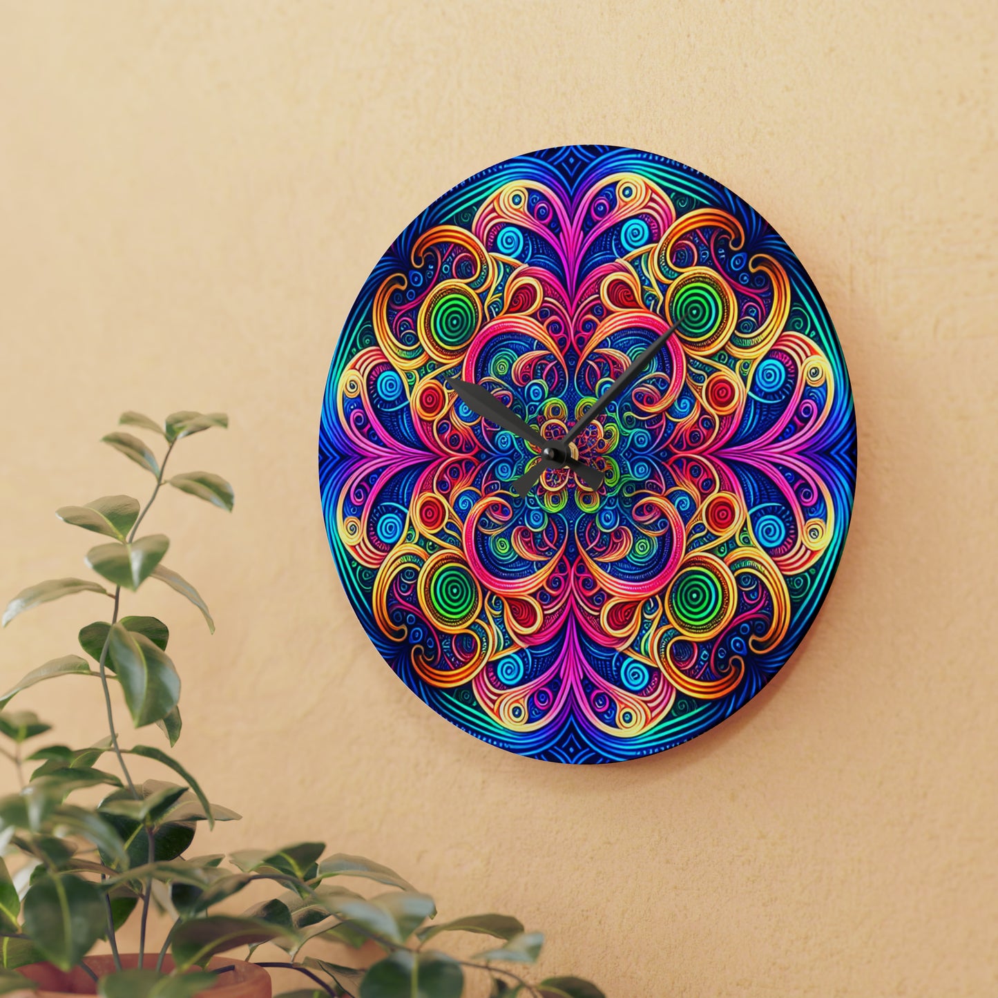 "Infinite Neon Dreams" Infinity Patterns Art Acrylic Clock