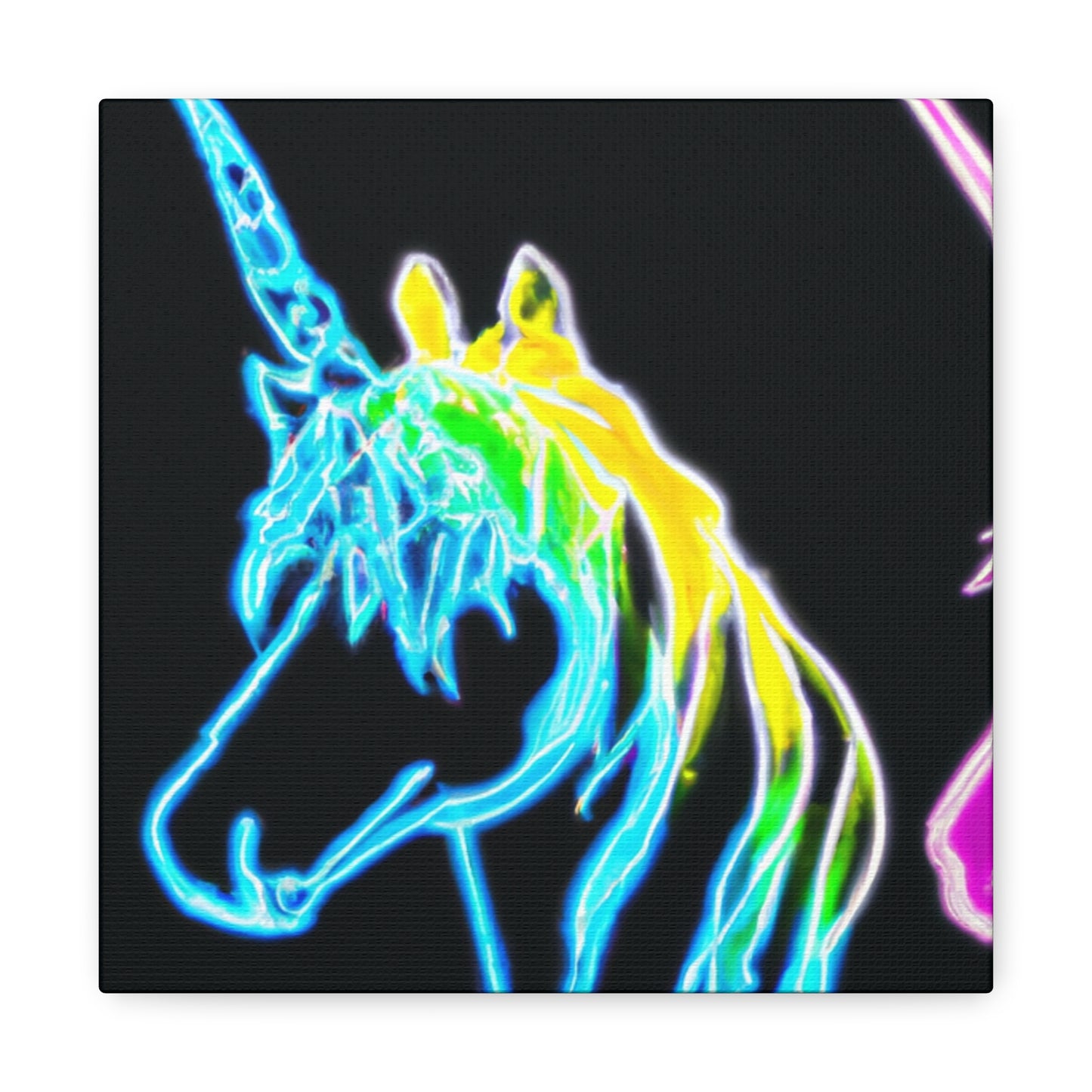 "The Glowing Rainbow Herd" NEON Unicorns Art Canvas