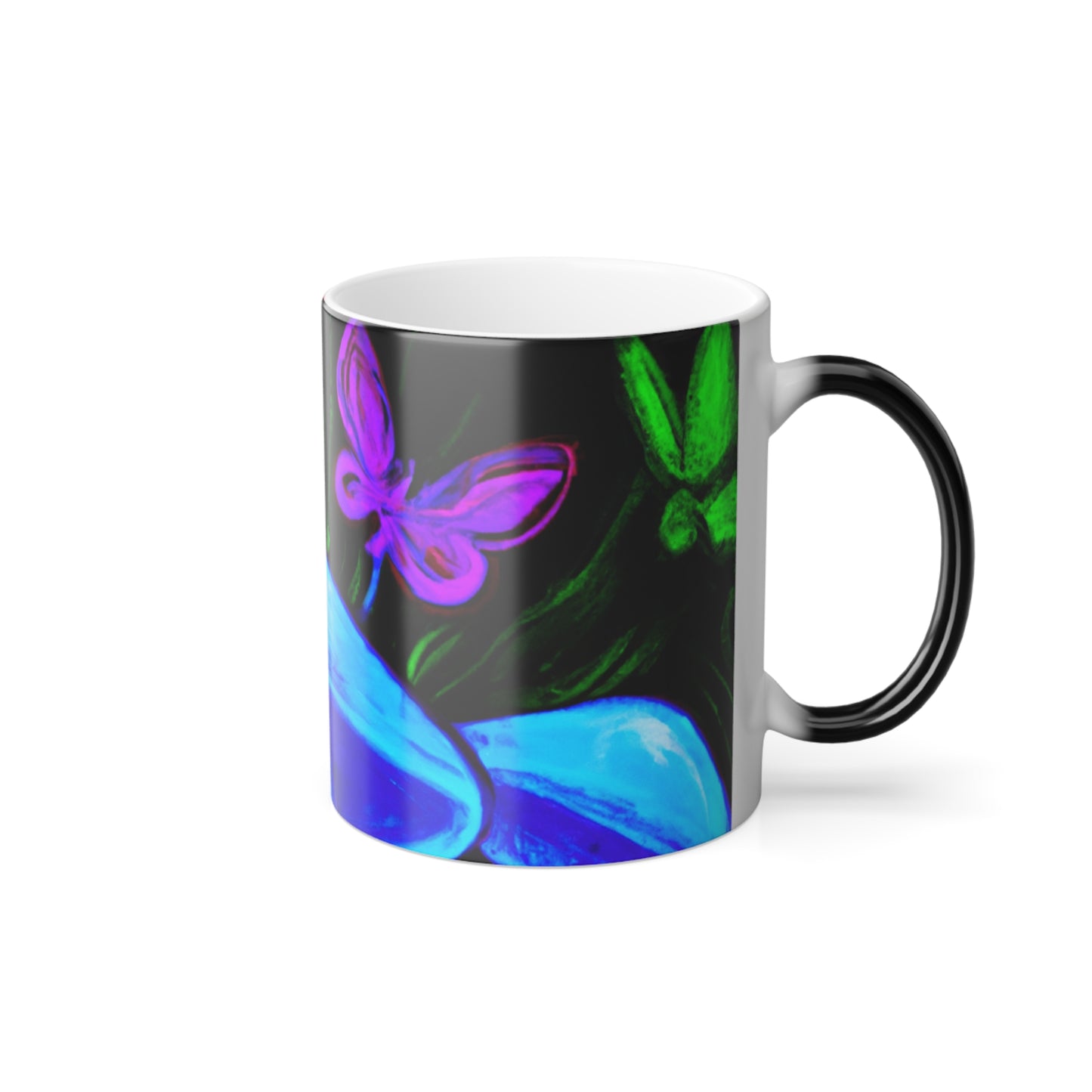 Neon Moonlight Dreamscape Mushrooms & Butterflies 11oz Color Morphing Mug