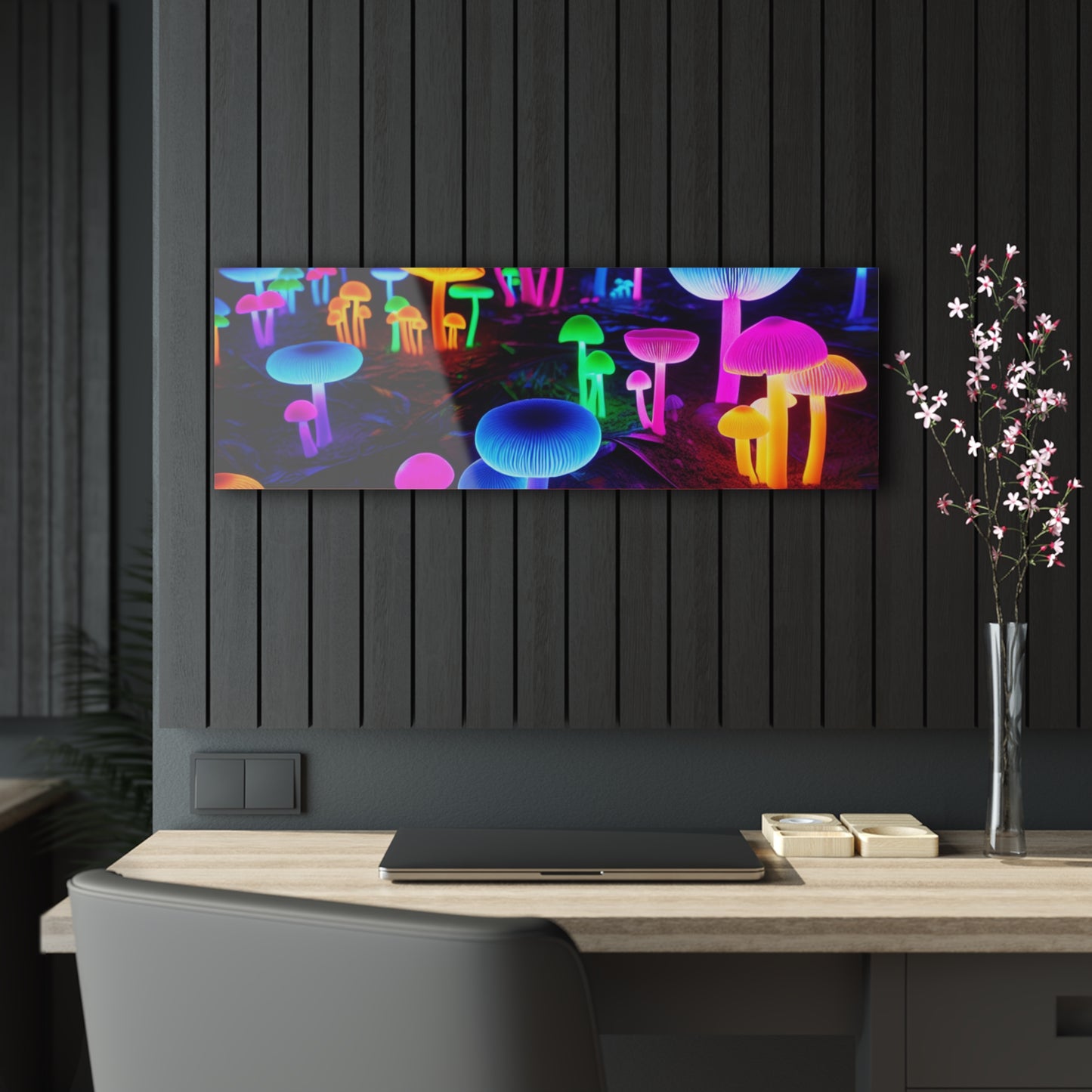 Neon Fungi Vibes. Mushrooms 1/4" Glossy Acrylic Art