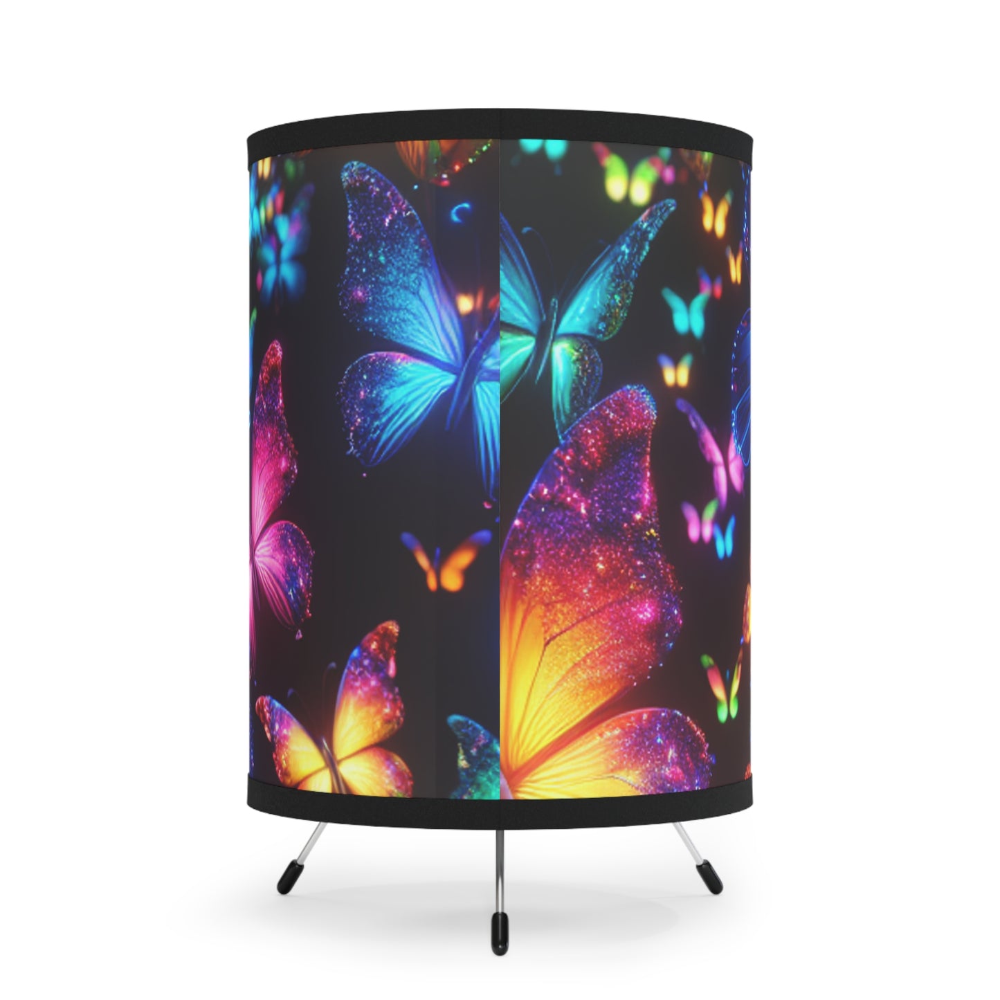 "Butterfly E-Luminescence" - NEON Butterflies Art Tripod Lamp