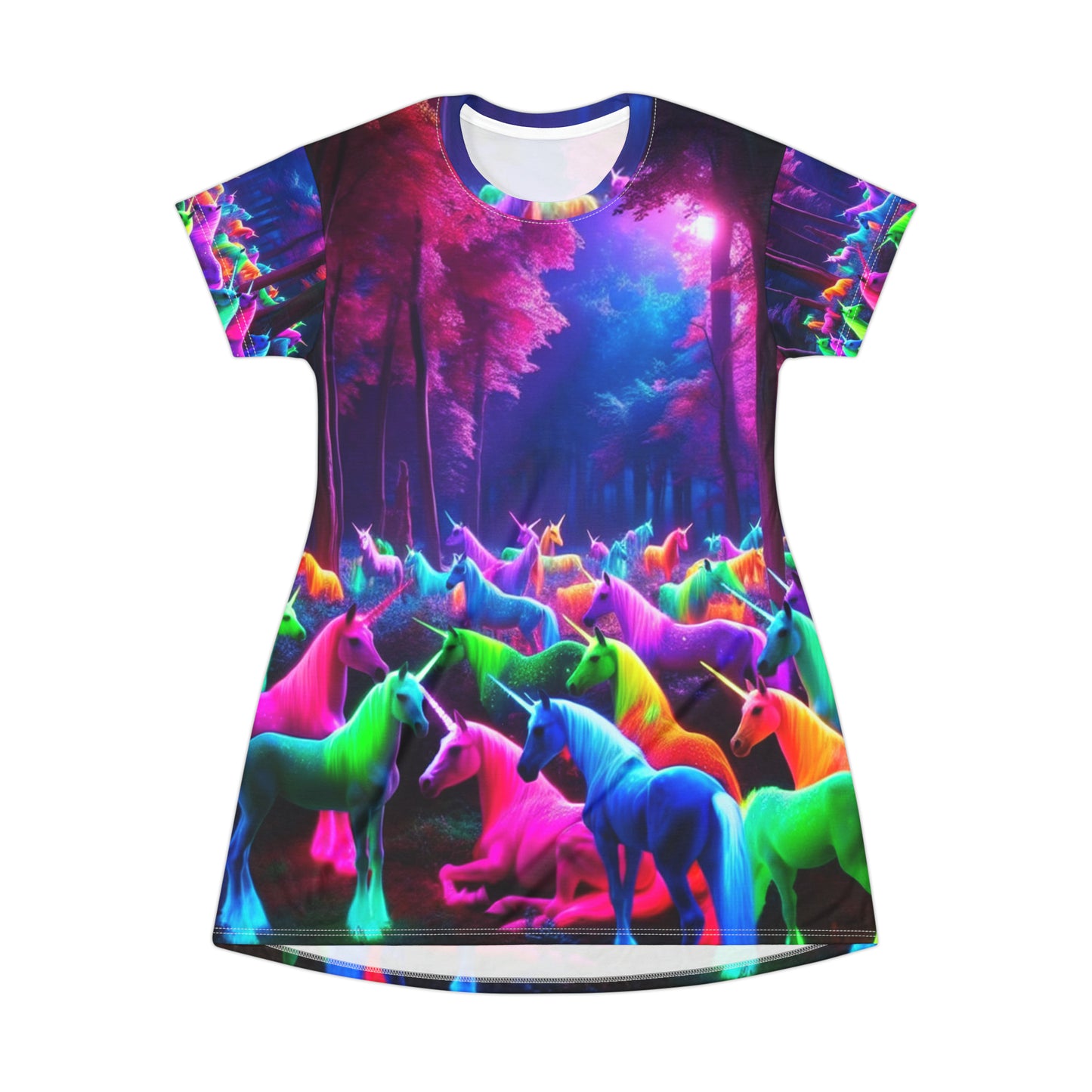 Neon Unicorn Spectacle Neon Unicorns Womans T Shirt Dress
