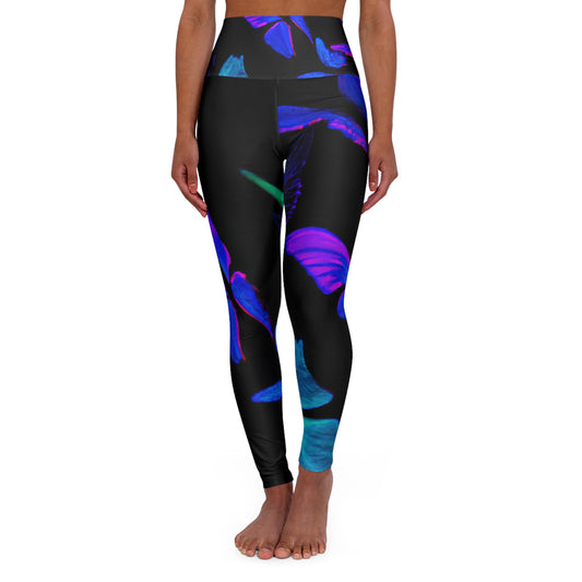 "Neon Flutterings" - Butterflies Leggings