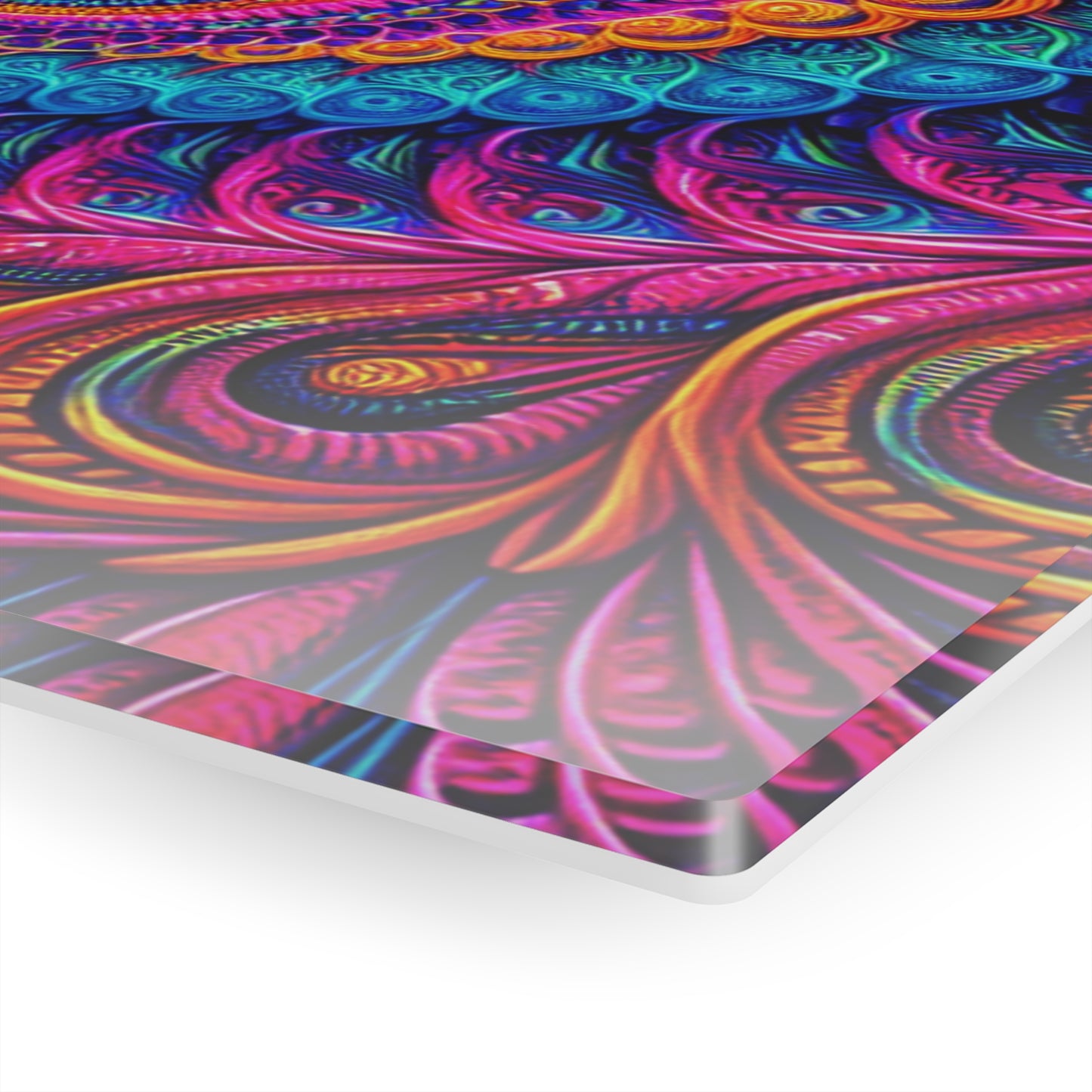 Radiant Techno Celestial Maze. Trippy infity Pattern 1/4" Glossy Acrylic Art