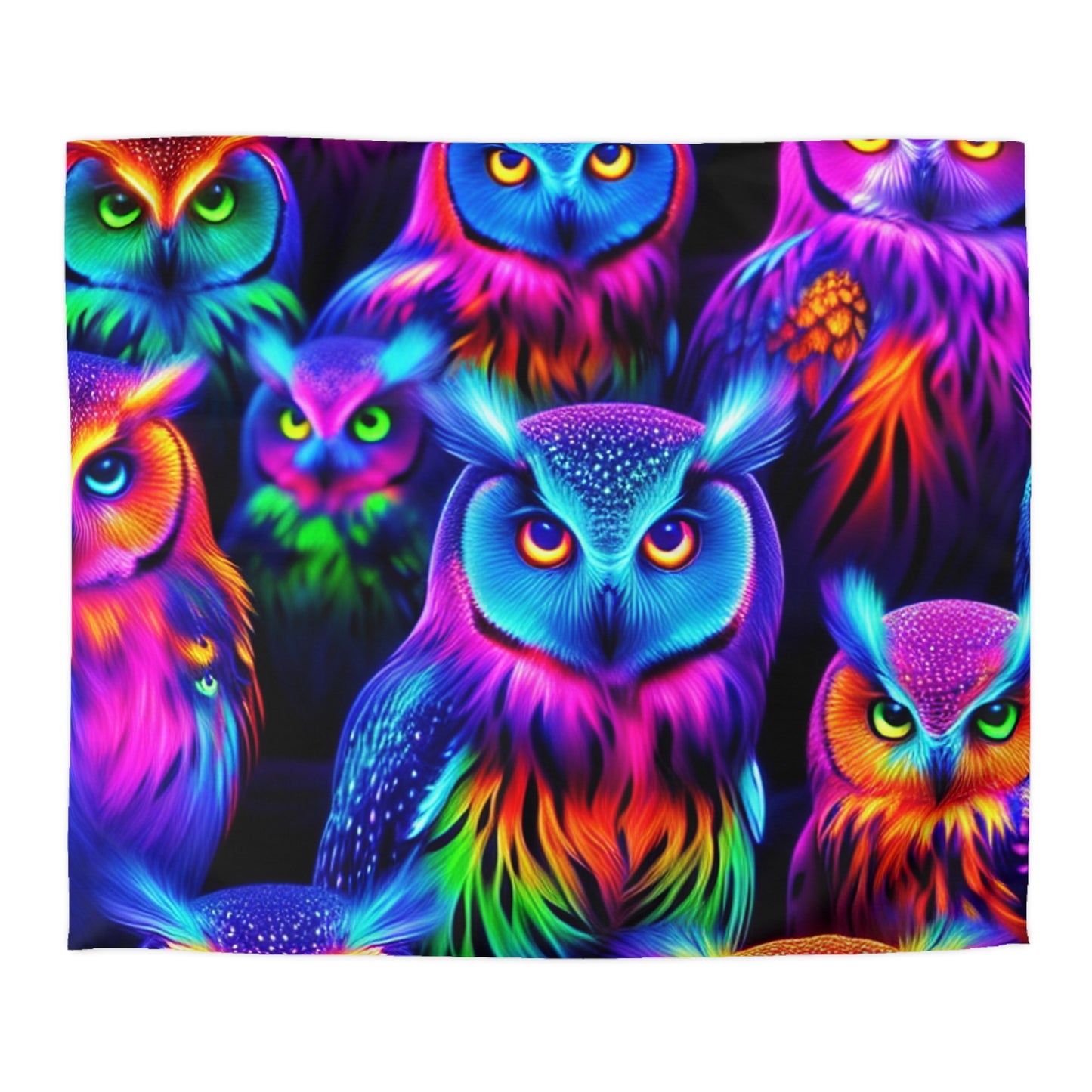 Juan da Vinci - NEON Owls Microfiber Duvet Cover