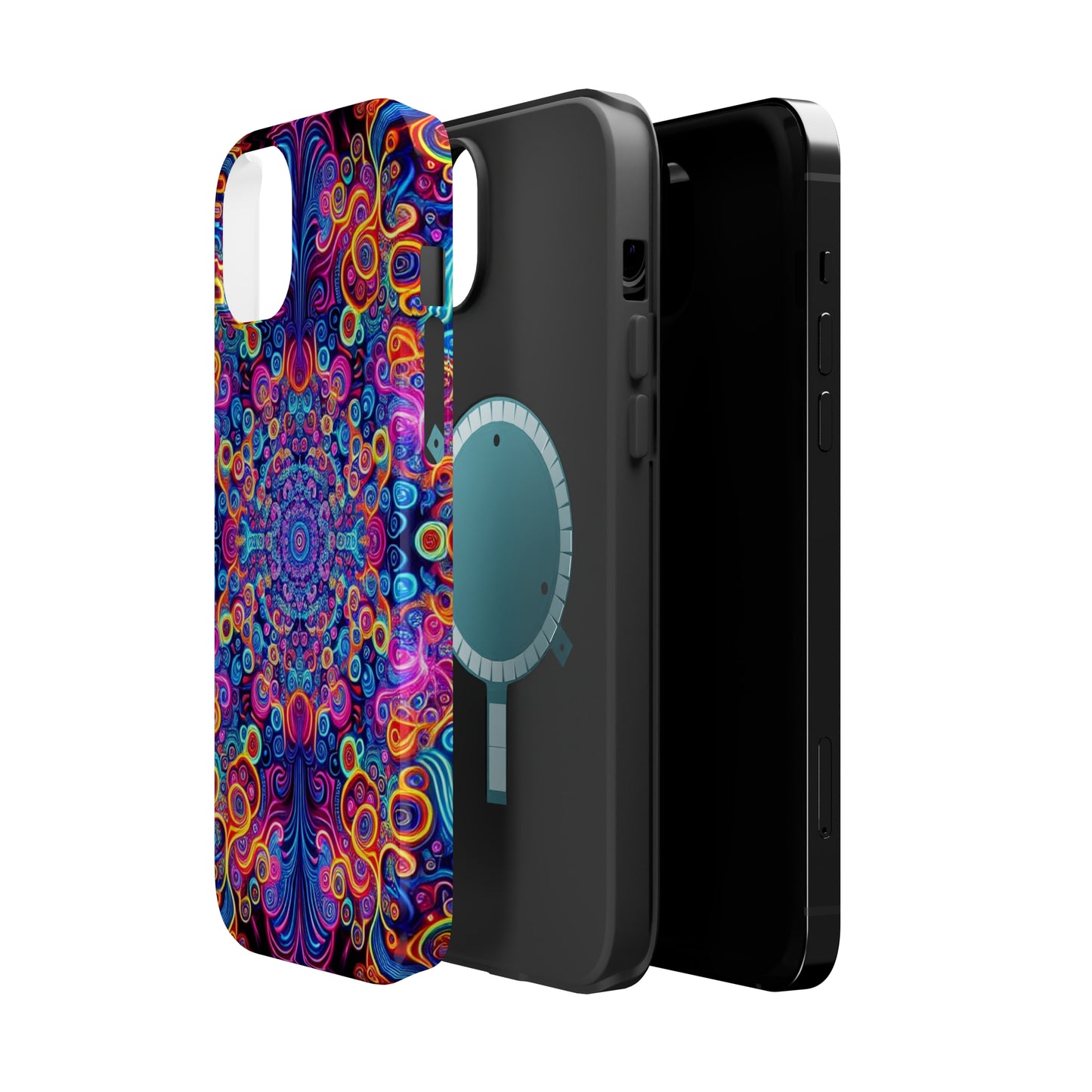 Vibrant Infinity Aurora. Neon Trippy Infinity Patterns Premium Art Magsafe Magnet Tough IPhone 13 14 15 Pro Plus Max and Mini in Matte and Glossy Phone cases