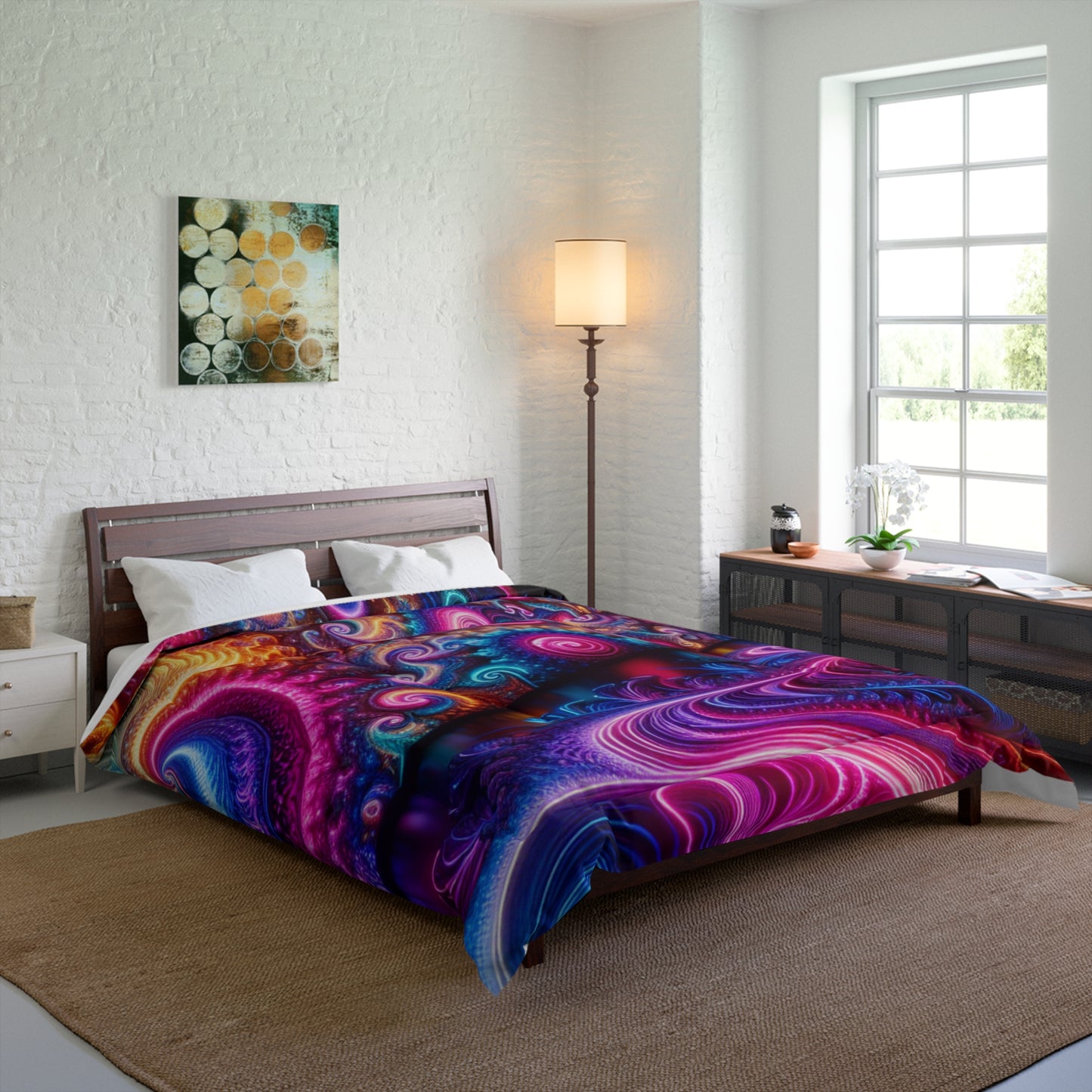 Neon Infinity Extravaganza. Trippy Infinity Patterns Comforter Blanket