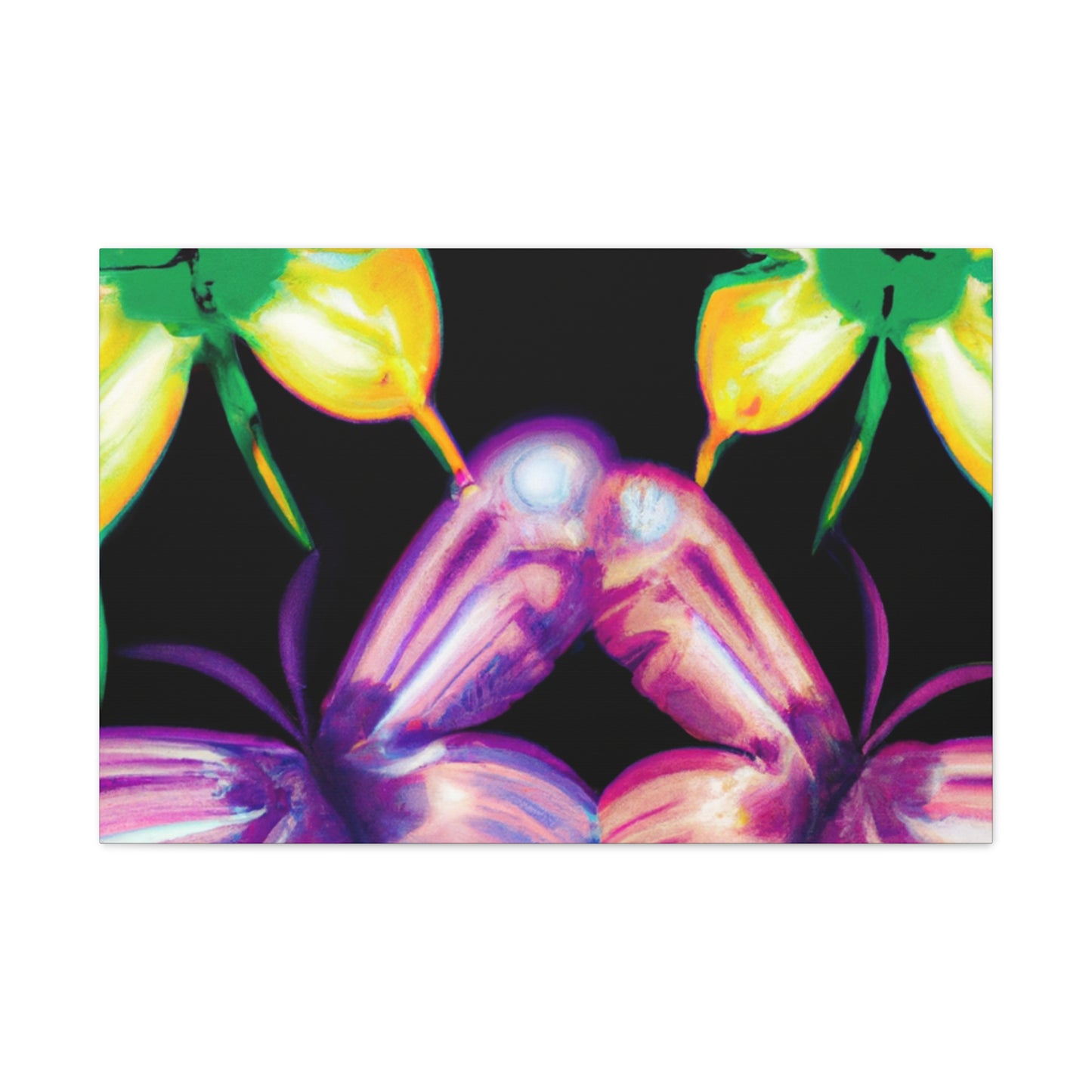 'Neon Flutter Skies' Neon Butterflies  Art Canvas