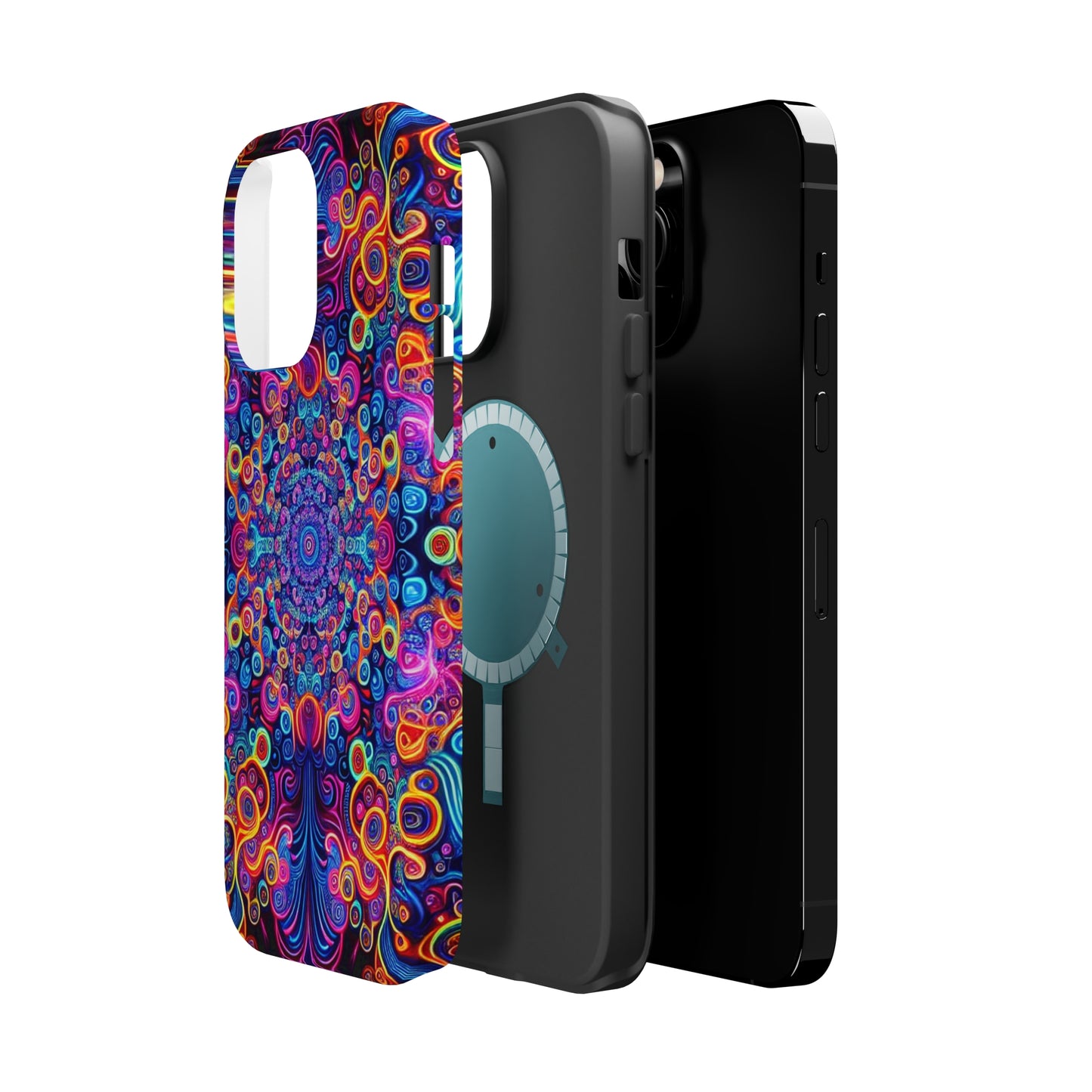 Vibrant Infinity Aurora. Neon Trippy Infinity Patterns Premium Art Magsafe Magnet Tough IPhone 13 14 15 Pro Plus Max and Mini in Matte and Glossy Phone cases