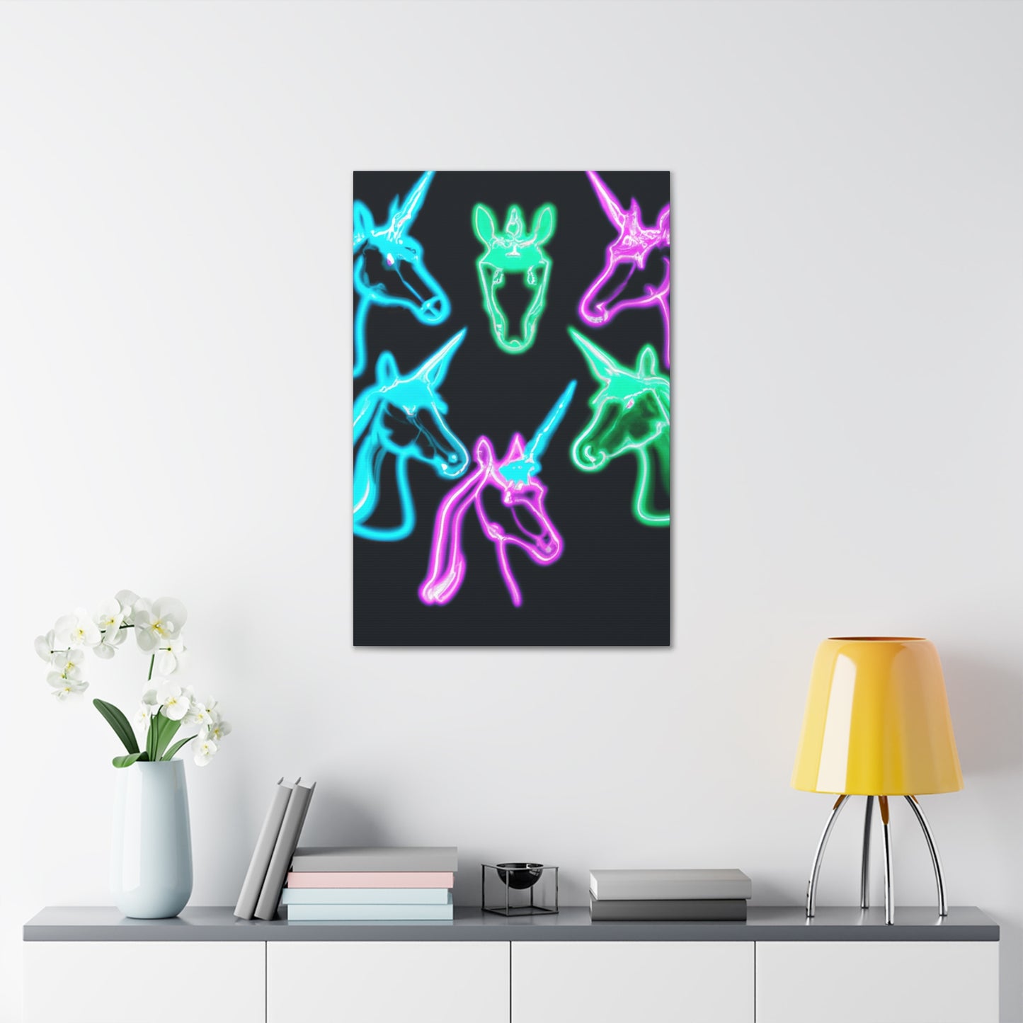 Neon Unicorn Magic. NEON Unicorns Art Canvas