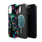 Neon Garden Delight. Neon Butterflies and Mushrooms Premium Art Magsafe Magnet Tough IPhone 13 14 15 Pro Plus Max and Mini in Matte and Glossy Phone cases