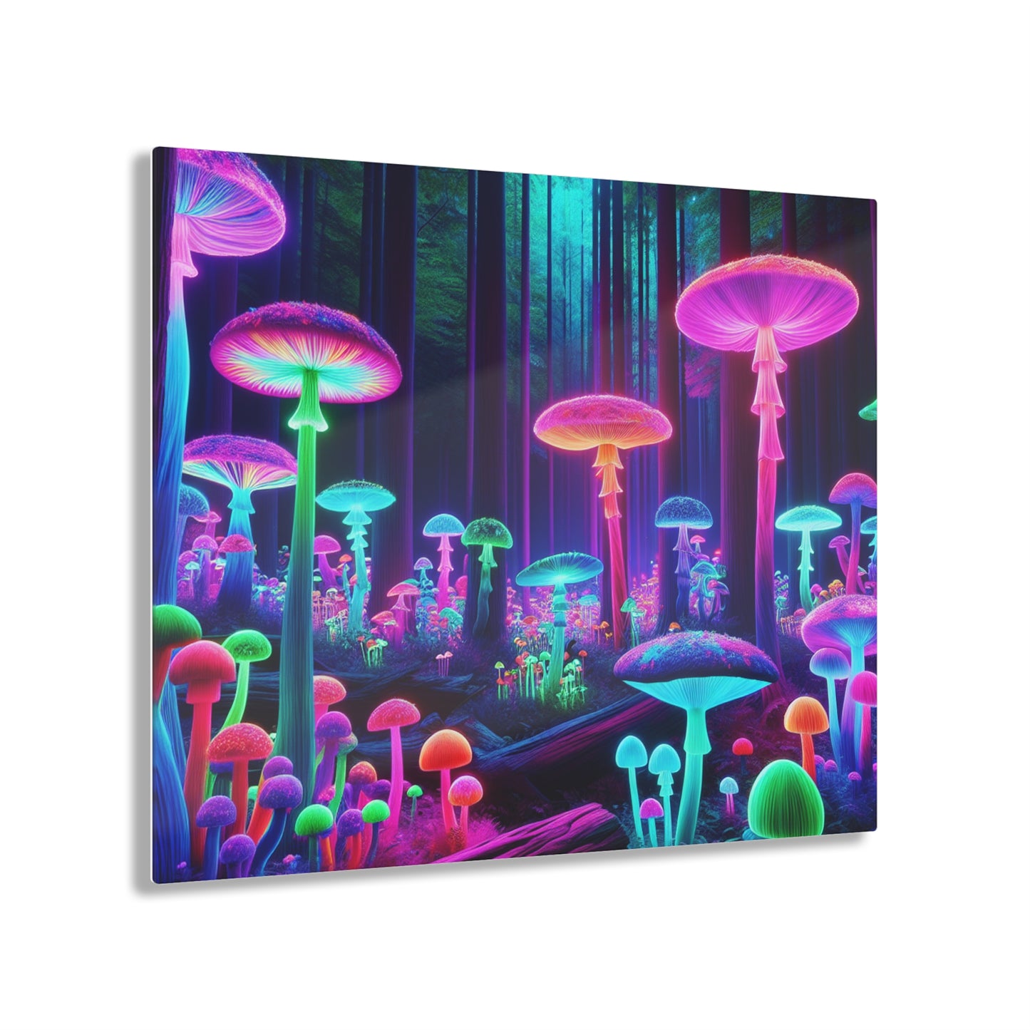 Neon Fungal Fantasy. Mushrooms 1/4" Glossy Acrylic Art