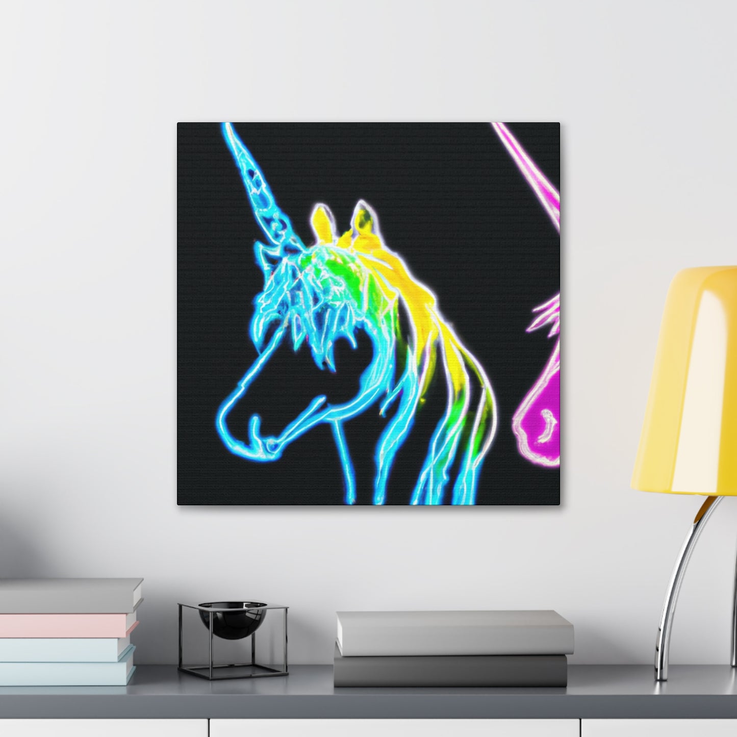 "The Glowing Rainbow Herd" NEON Unicorns Art Canvas