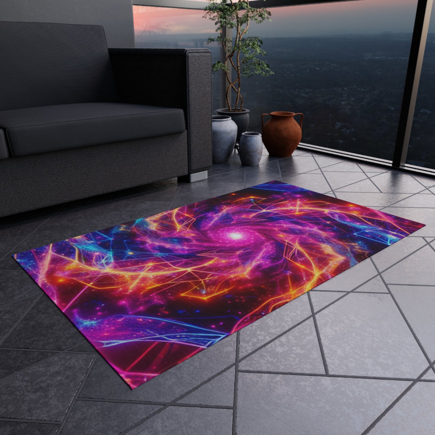 Neon Infinity Fantasia. Infinity Patterns Outdoor Rug