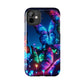 "Electric Morpho Rain" NEON Butterflies Tough Phone Case Iphone  7 8 9 10 11 12 13 14 SE X XR XS Pro Max Mini Plus