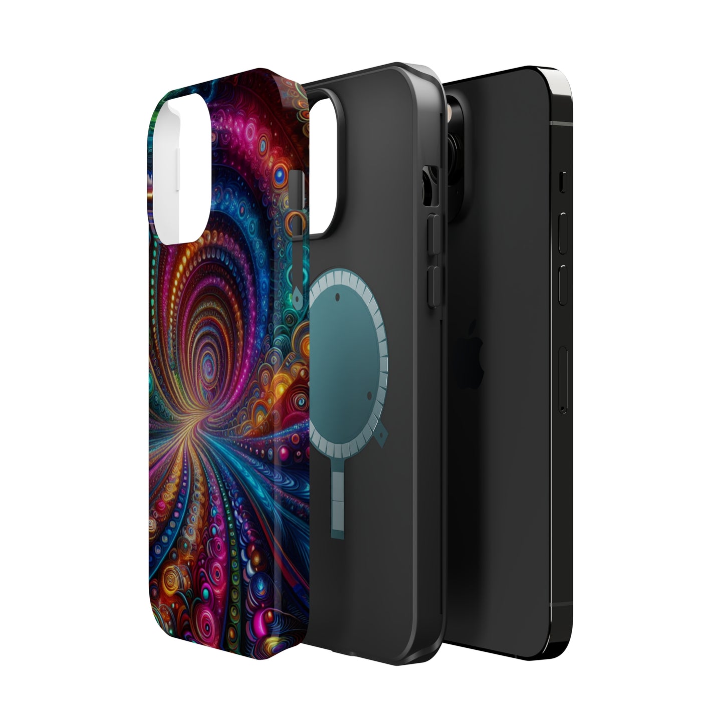 Neon Eternal Infinity Oasis. Neon Trippy Infinity Patterns Premium Art Magsafe Magnet Tough IPhone 13 14 15 Pro Plus Max and Mini in Matte and Glossy Phone cases