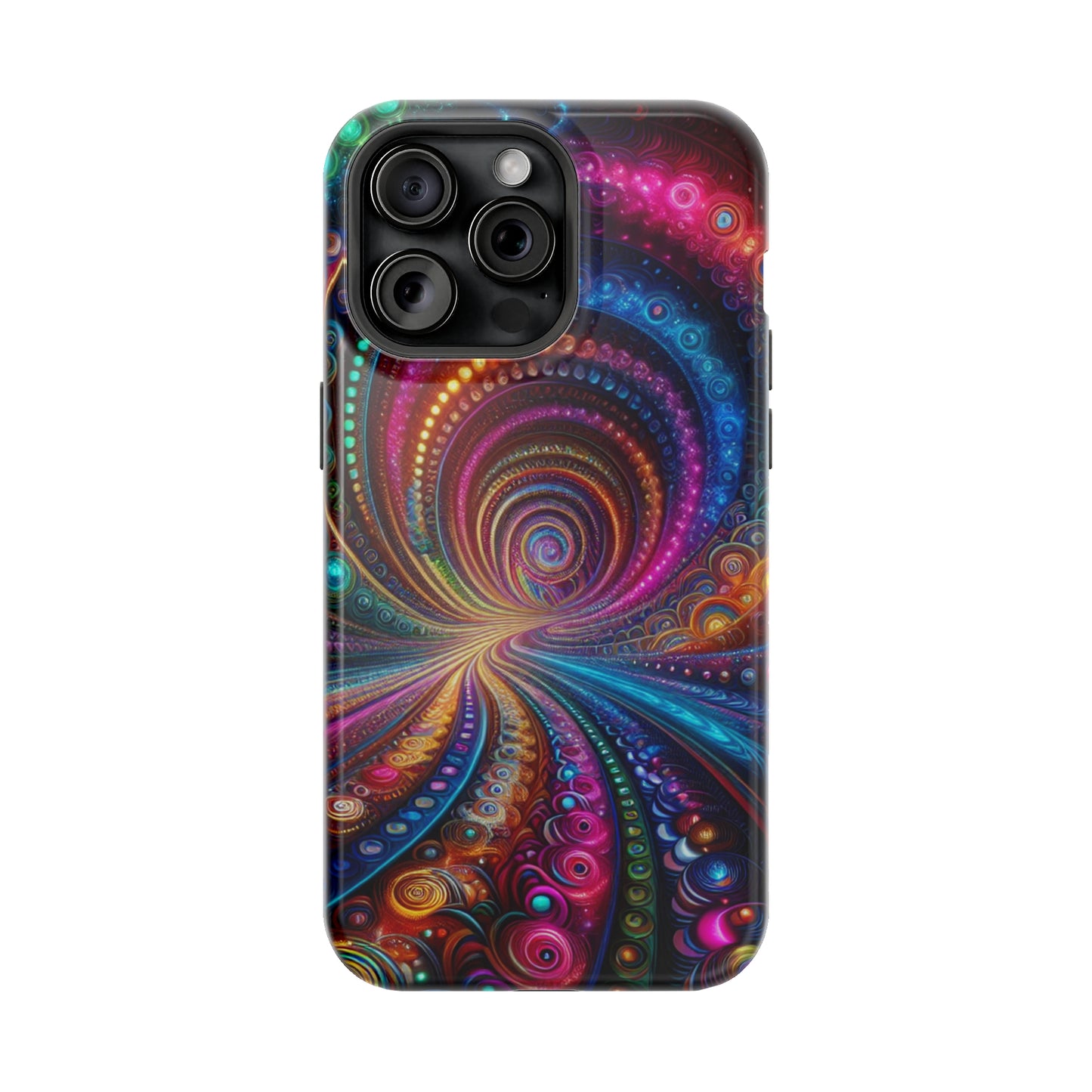 Neon Eternal Infinity Oasis. Neon Trippy Infinity Patterns Premium Art Magsafe Magnet Tough IPhone 13 14 15 Pro Plus Max and Mini in Matte and Glossy Phone cases