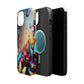 "Neon Butterfly Blooms" Neon Butterflies Premium Art Magsafe Magnet Tough IPhone 13 14 15 Pro Plus Max and Mini in Matte and Glossy Phone cases