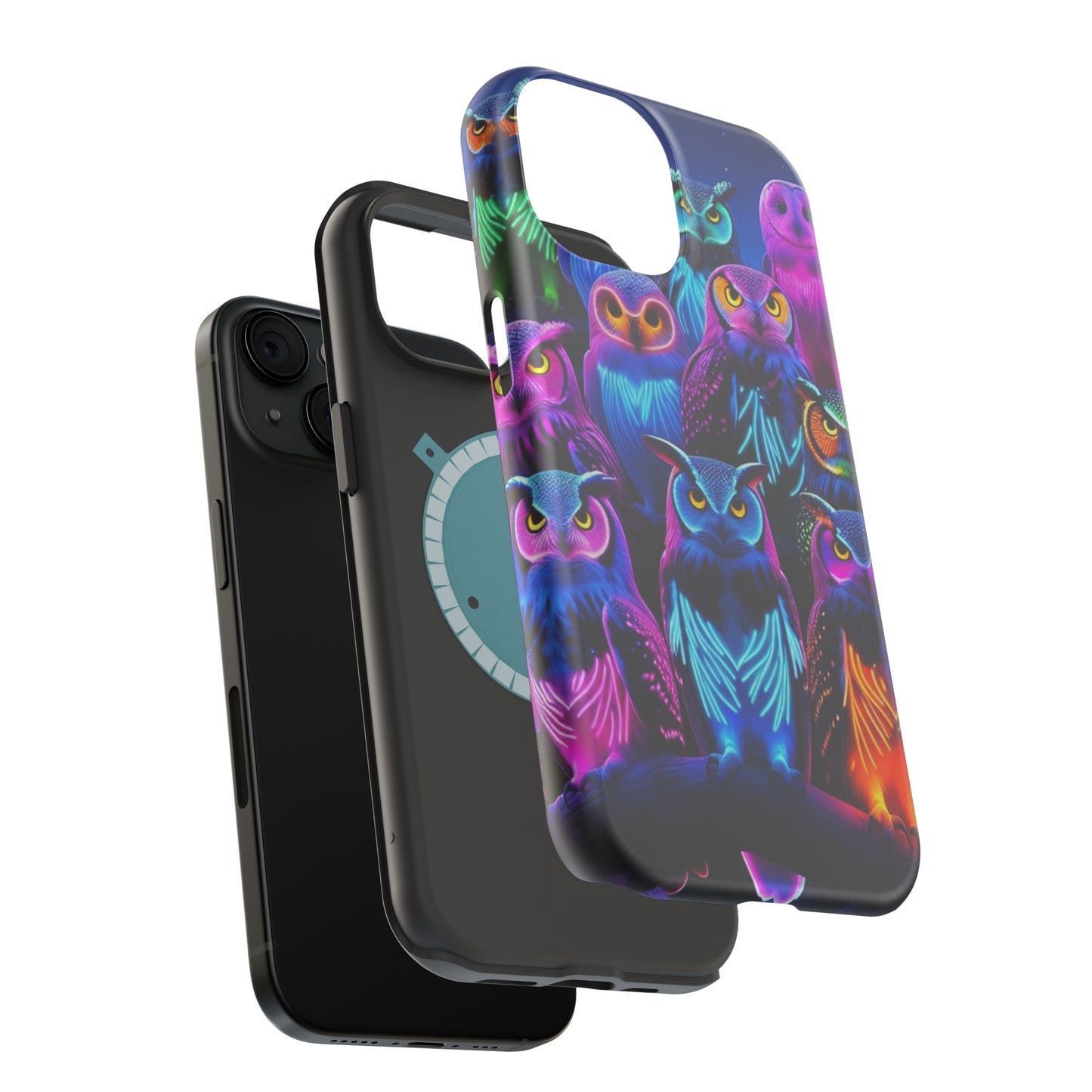 Neon Nocturne Owls. Neon Owls Premium Art Magsafe Magnet Tough IPhone 13 14 15 Pro Plus Max and Mini in Matte and Glossy Phone cases