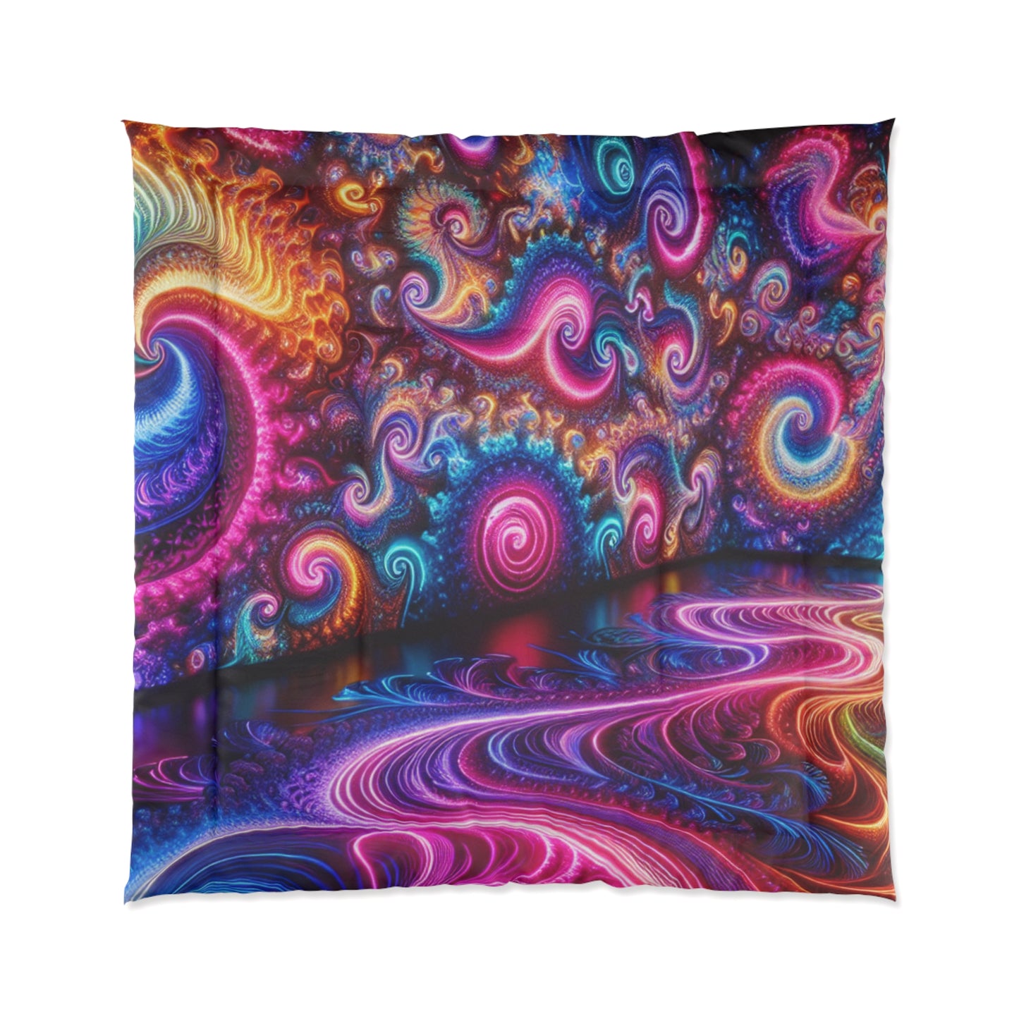 Neon Infinity Extravaganza. Trippy Infinity Patterns Comforter Blanket