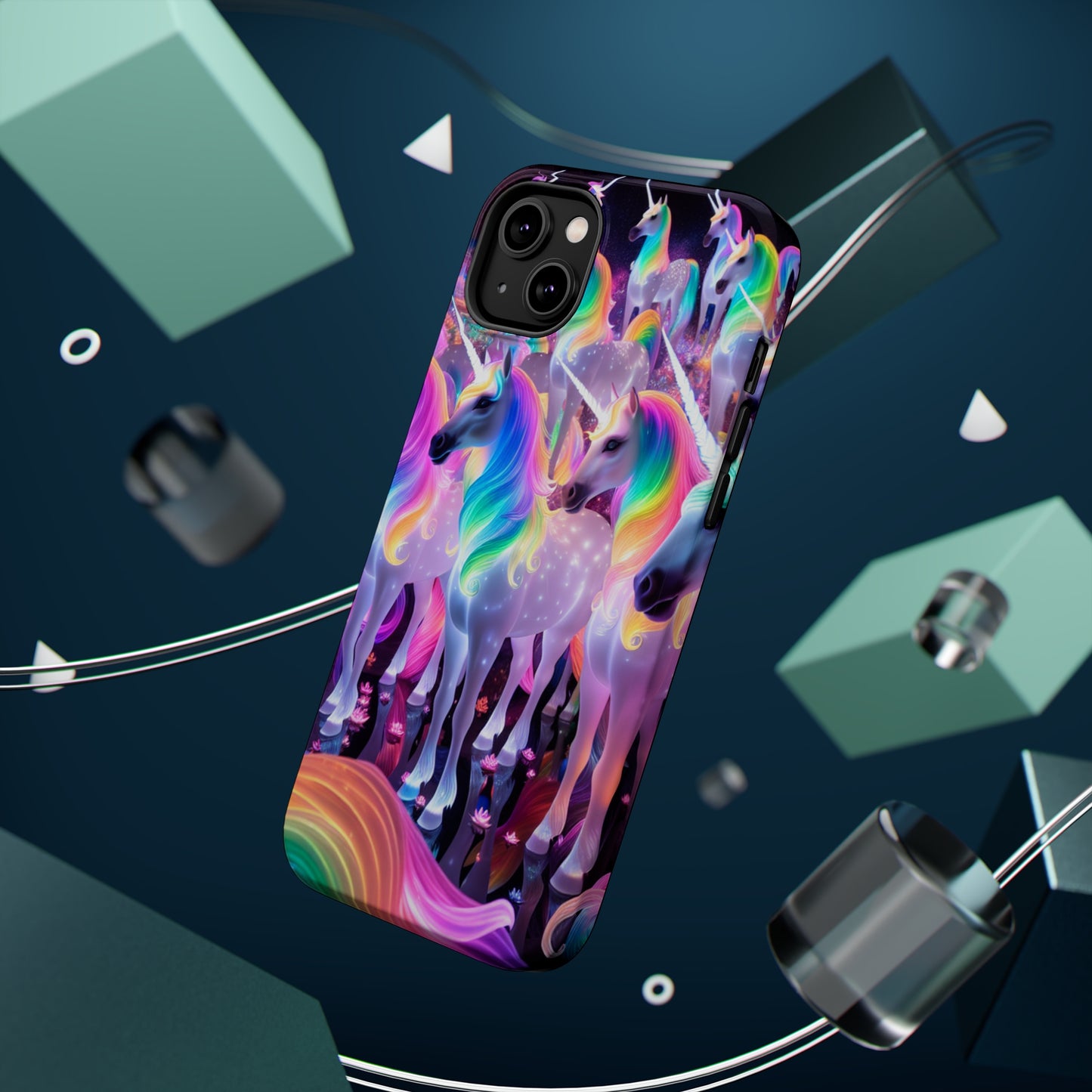 Neon Wonderland Unicorns Neon Unicorns Premium Art Magsafe Magnet Tough IPhone 13 14 15 Pro Plus Max and Mini in Matte and Glossy Phone cases
