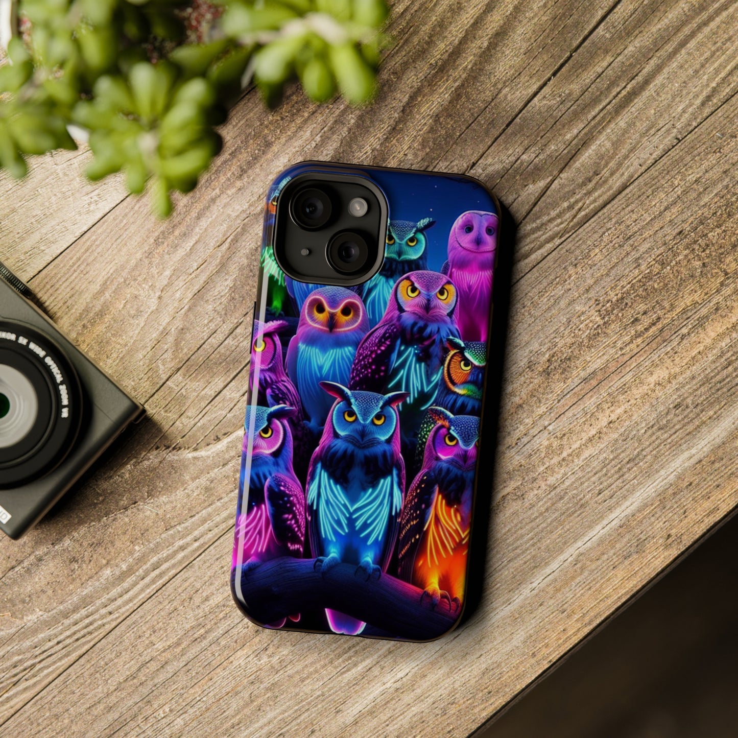 Neon Nocturne Owls. Neon Owls Premium Art Magsafe Magnet Tough IPhone 13 14 15 Pro Plus Max and Mini in Matte and Glossy Phone cases
