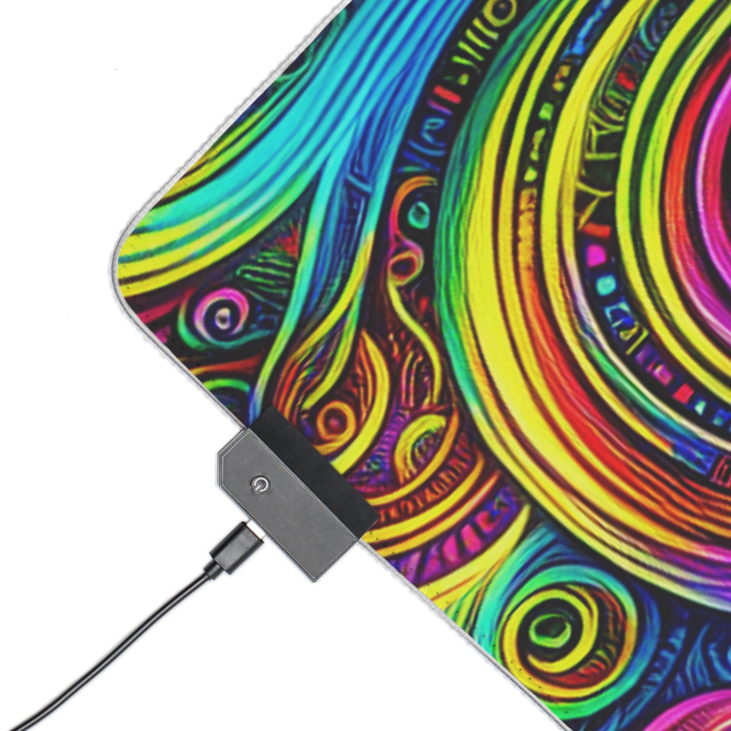 Cosmic Prismatic Woven Illustration. NEON Infinity Patterns Art LED Mousepad