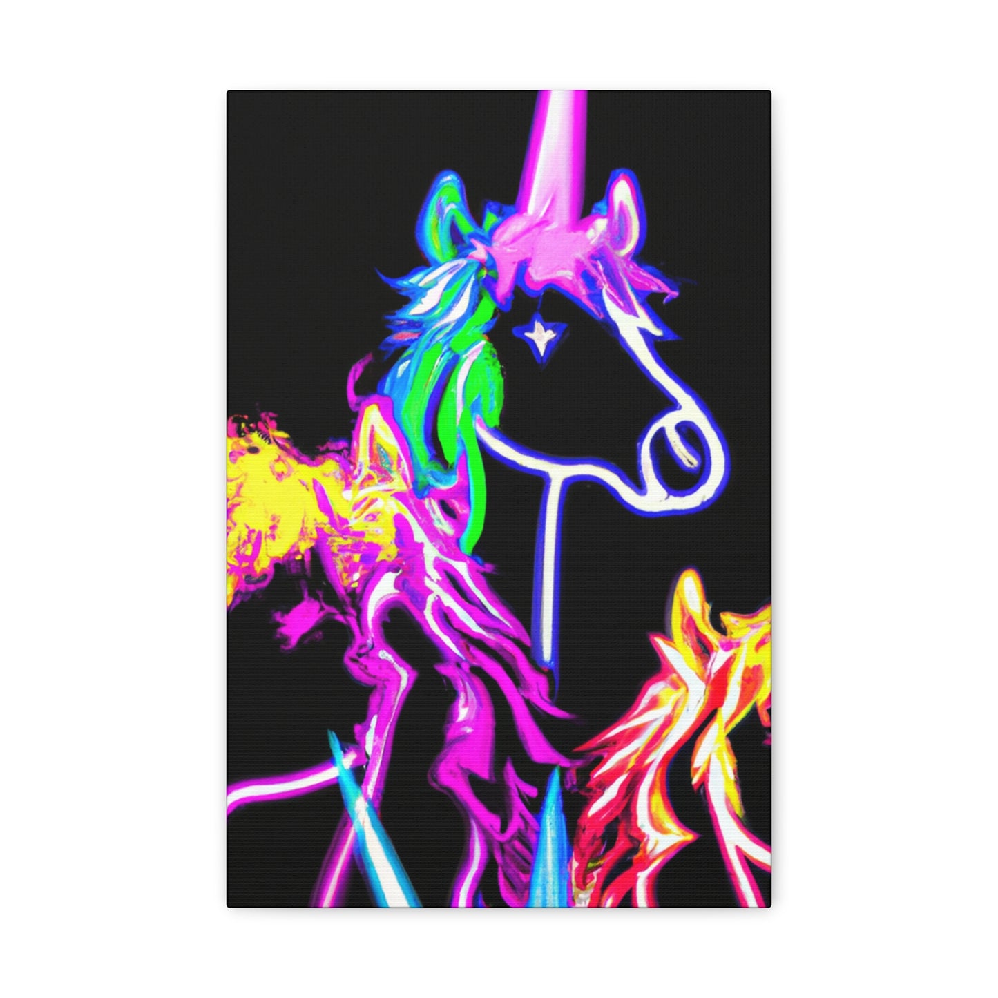 "Vibrant Neon Magic" NEON Unicorns Art Canvas