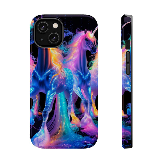 Neon Unicorn Bliss Neon Unicorns Premium Art Magsafe Magnet Tough IPhone 13 14 15 Pro Plus Max and Mini in Matte and Glossy Phone cases