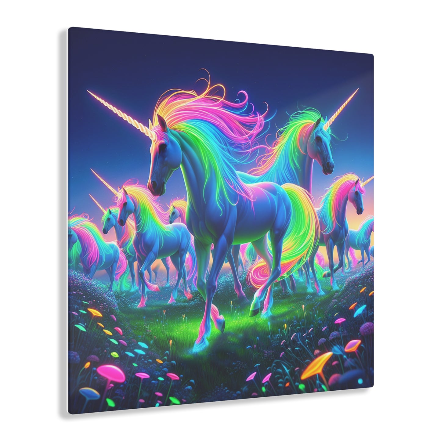 Neon Unicorn Spectacle NEON Unocrons Art 1/4" Glossy Acrylic Art