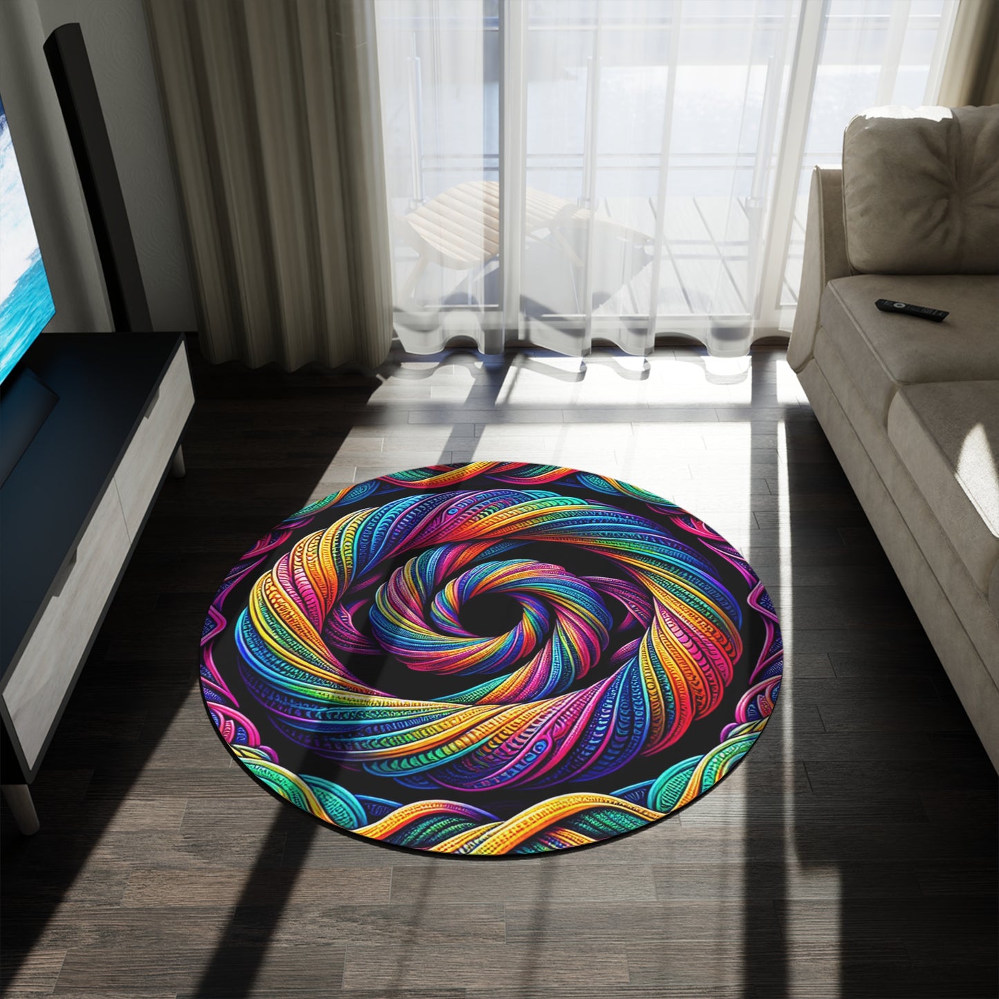 Neon Infinity Aurascapes Infinity Patterns Round Rug
