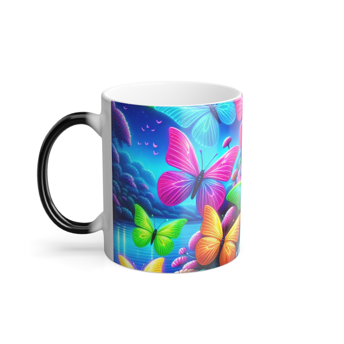 Neon Flight. Neon Butterflies 11oz Color Morphing Mug
