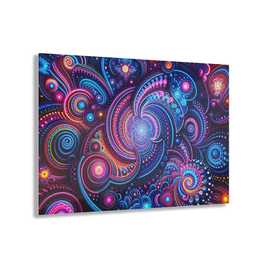 Hypno-Neon Vortex. Trippy infity Pattern 1/4" Glossy Acrylic Art