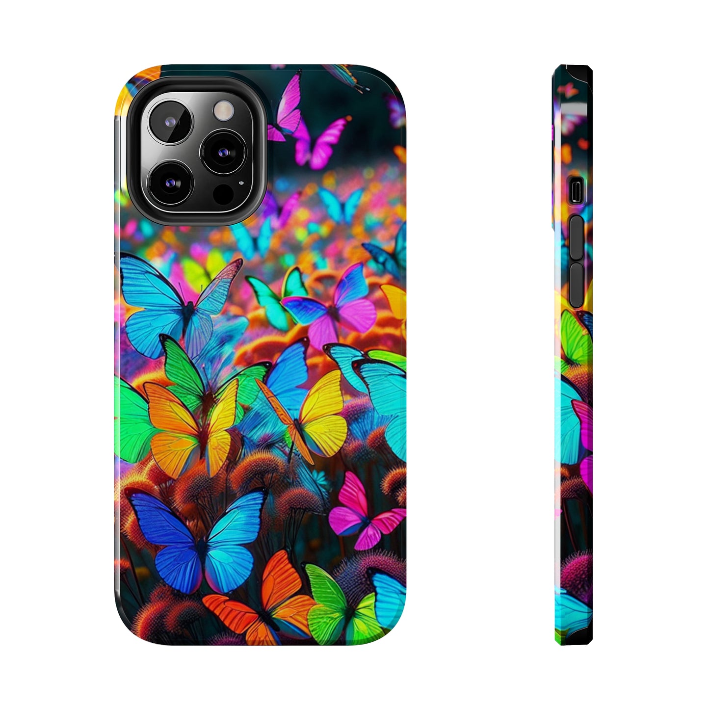 "Neon Butterfly Mural" NEON Butterflies Tough Phone Case Iphone 6 7 8 9 10 11 12 13 14 SE X XR XS Pro Max Mini Plus