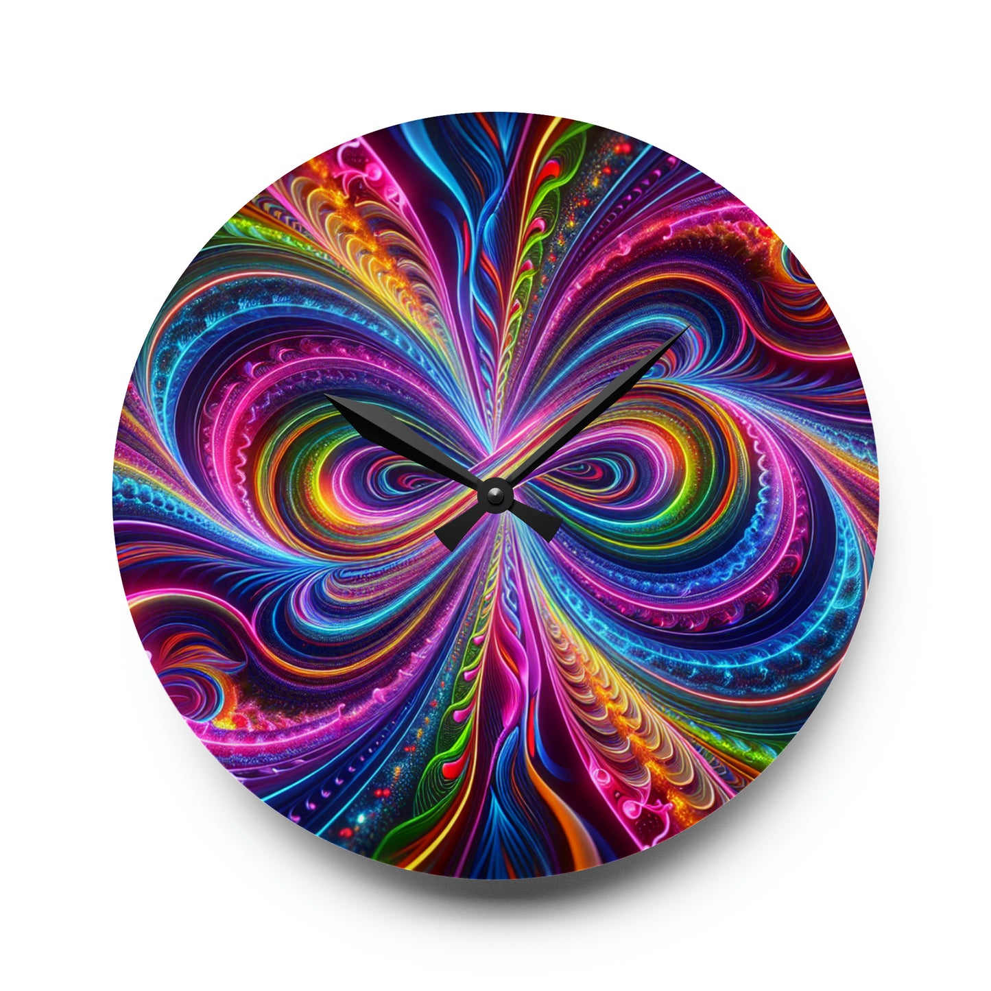 "Infinite Neon Bliss" Infinity Patterns Art Acrylic Clock