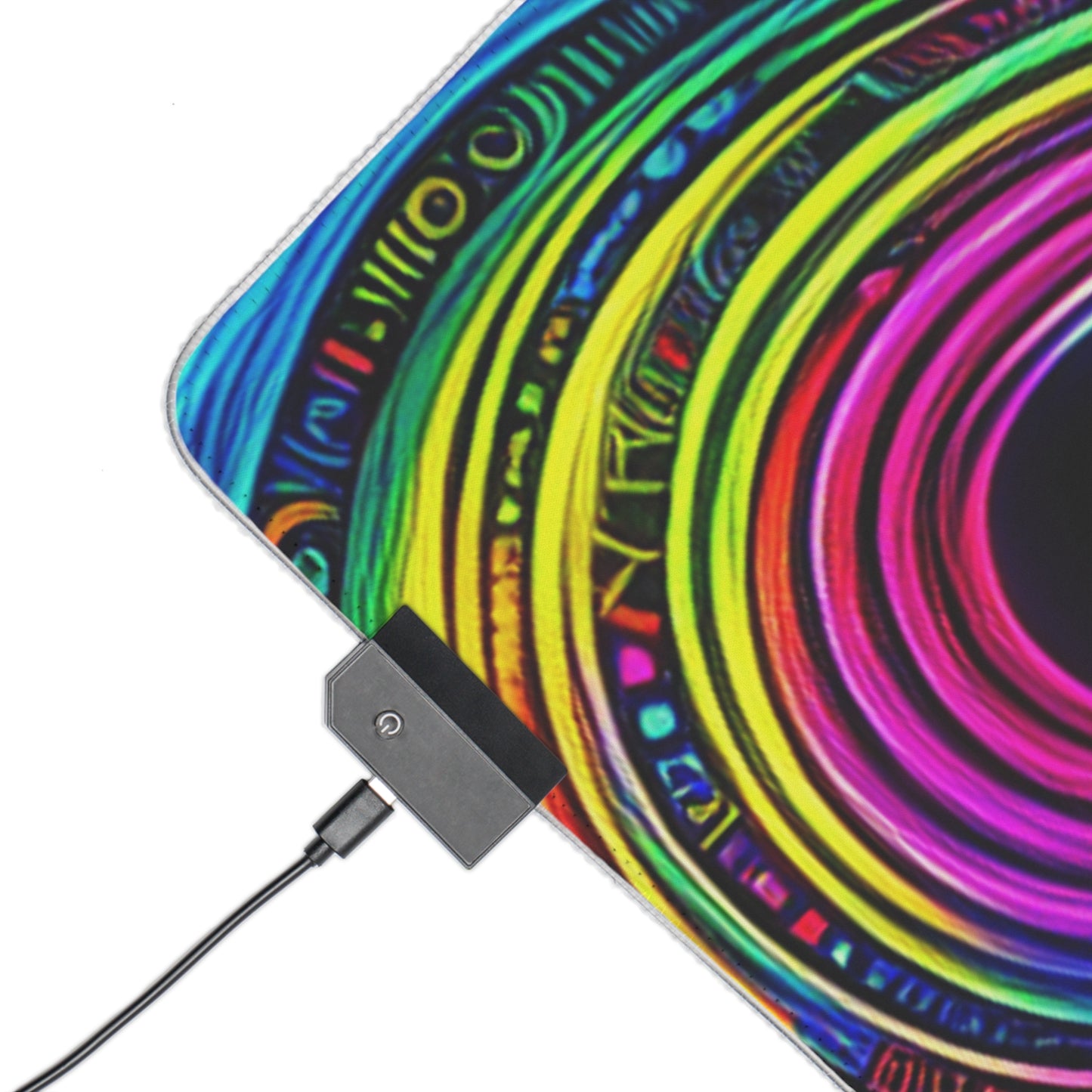 Cosmic Prismatic Woven Illustration. NEON Infinity Patterns Art LED Mousepad