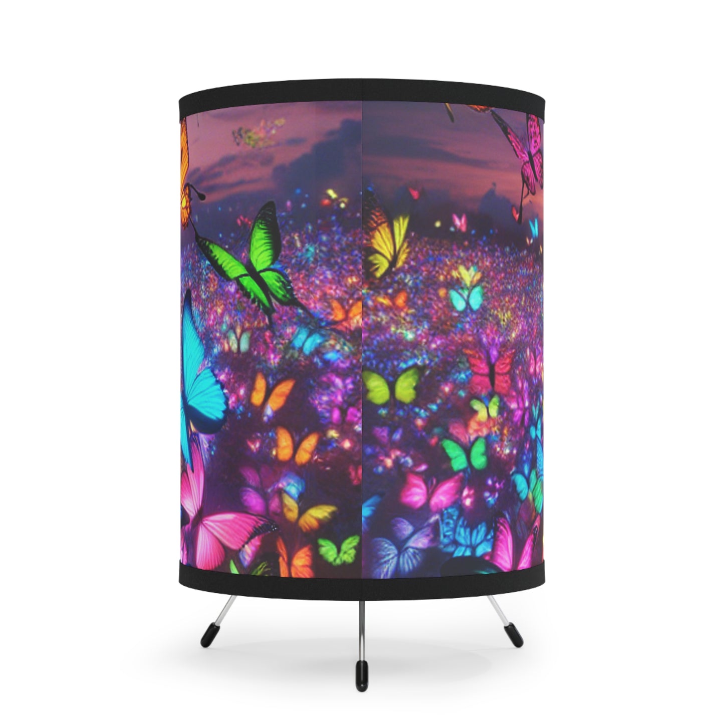 'Butterfly Technicolor Dreamscapes' - NEON Butterflies Art Tripod Lamp