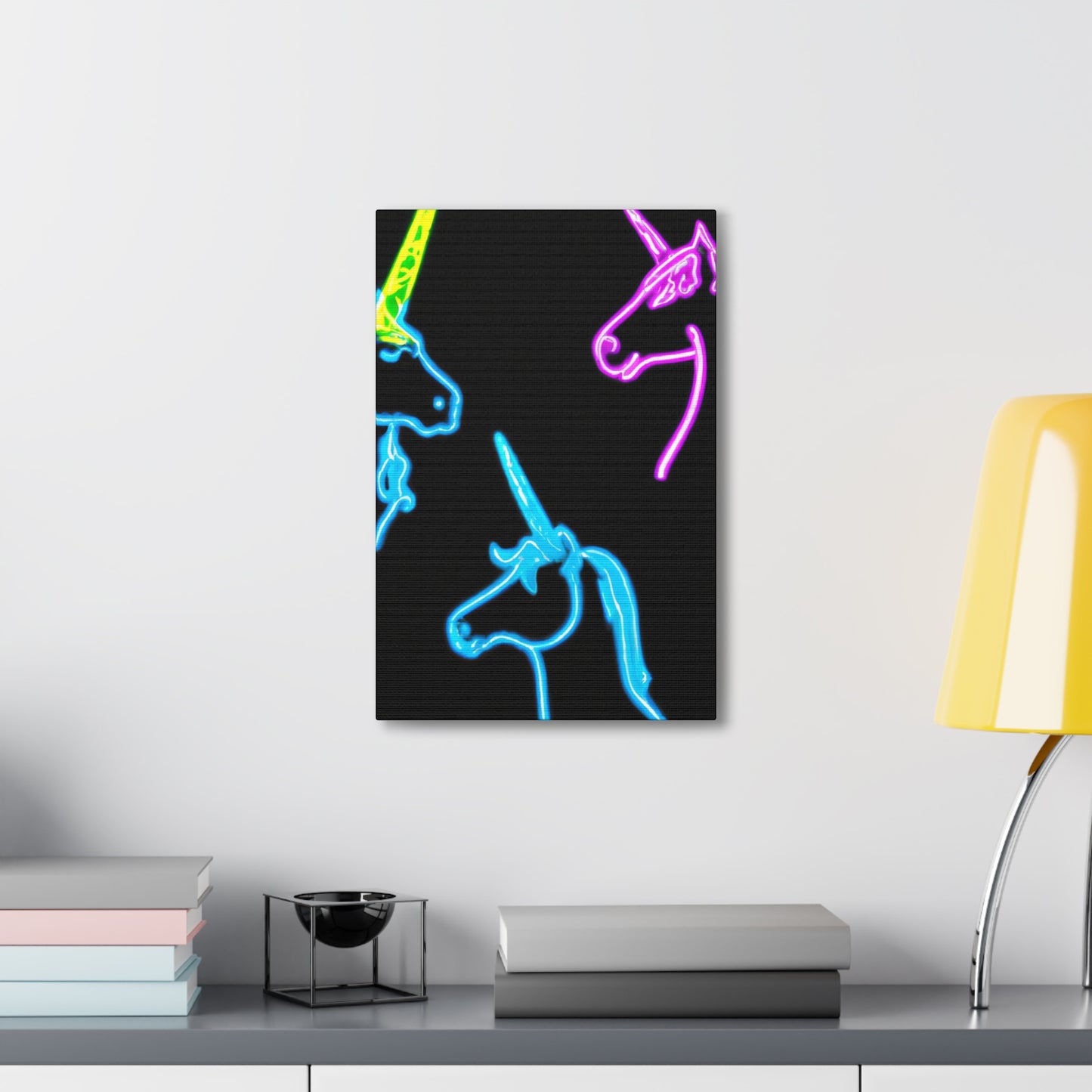 Vibrant Neon Fantasy NEON Unicorns Art Canvas