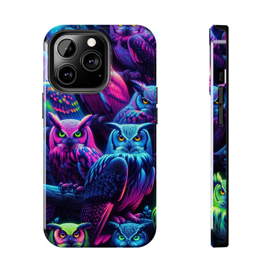 "Vivid Neon Nocturnal Symphony" NEON Owls Tough Phone Case
